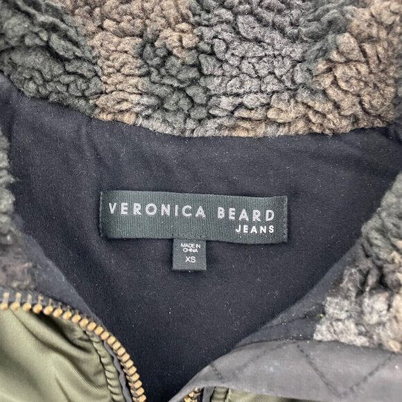 Veronica Beard Jeans Kylan Green Camo Sherpa Jacket Pullover Faux Fur Womens XS - Picture 5 of 10